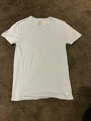 Ljusblå t-shirt från Polo Ralph Lauren - Snygg ljusblå t-shirt från Polo Ralph Lauren med klassisk rund hals och korta ärmar. T-shirten har en liten vit broderad logga nere vid fållen. Perfekt basic-plagg med clean look.
