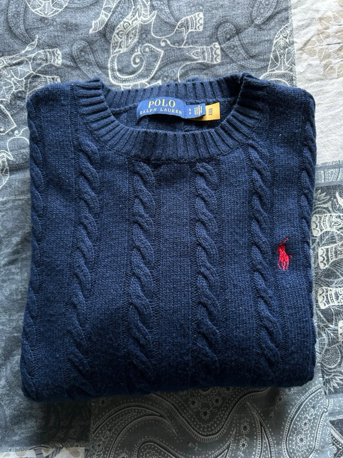 Mörkblå kabelstickad tröja Polo Ralph Lauren