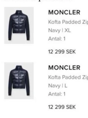 Mörkblå dunjacka från Moncler - Säljer en mörkblå dunjacka från Moncler med glansig finish och quiltad design. Jackan har hög krage, dragkedja framtill och långa ärmar. Perfekt för kalla vinterdagar och riktigt snygg till streetwear-stilen. Råkat beställa fel och gick tyvärr inte att returnera, helt ny och kvitto finns på den. 