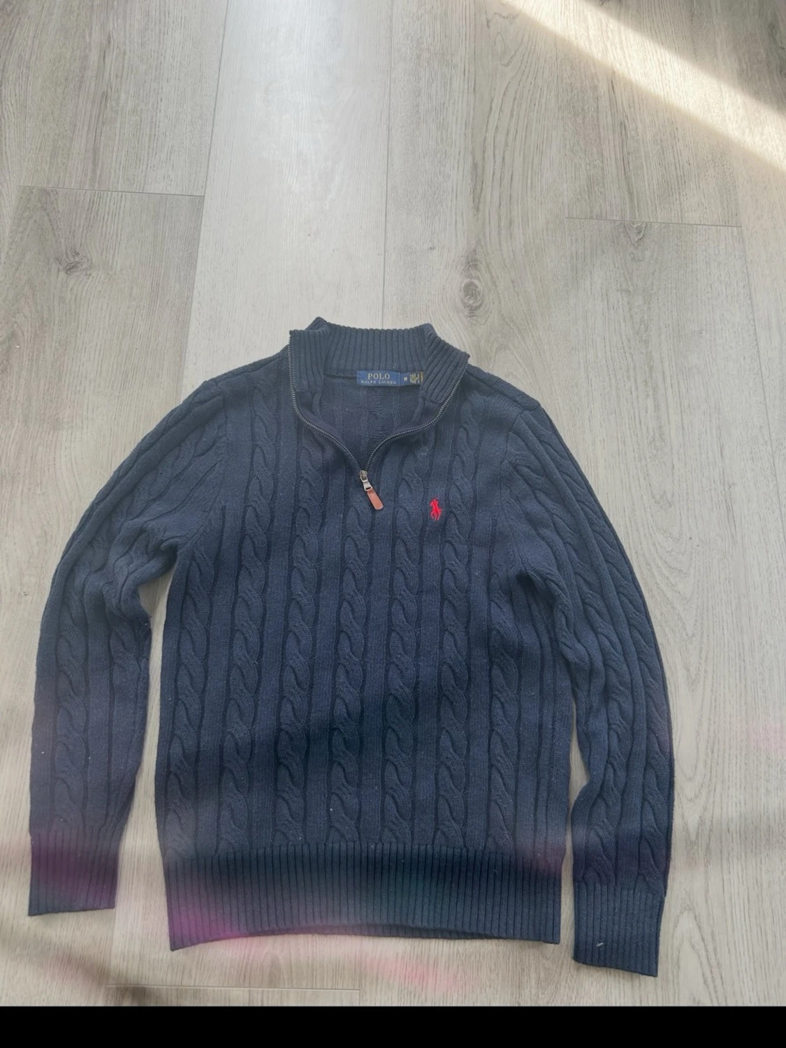 Mörkblå kabelstickad tröja Polo Ralph Lauren