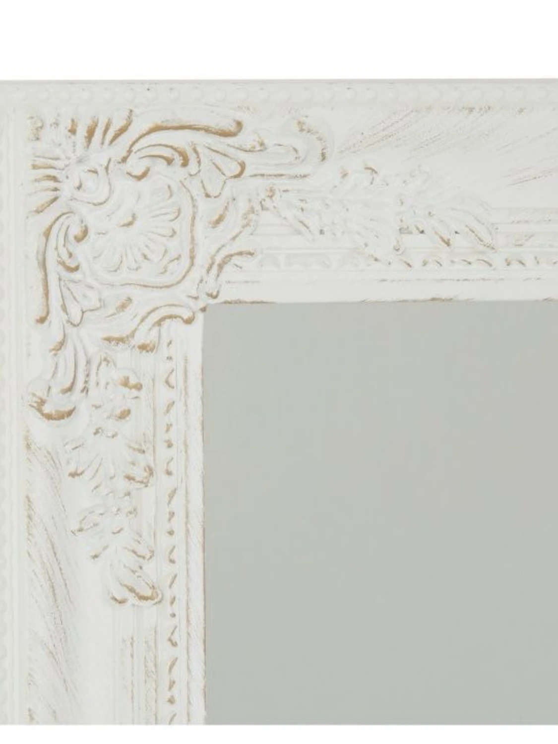 Antikk Vit spegel med dekorerad ram - 1