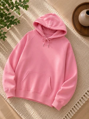 Snygg Rosa Luvtröja  - Storlek: L, Material: 100 % Polyester, utmärkt skick!