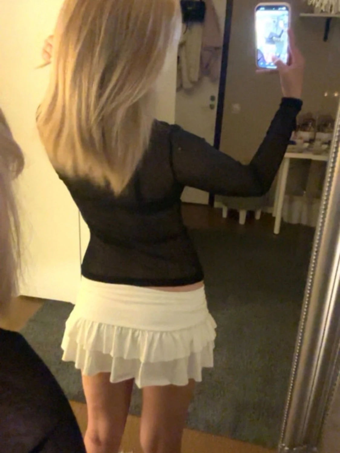 Svart mesh långärmad topp - 1