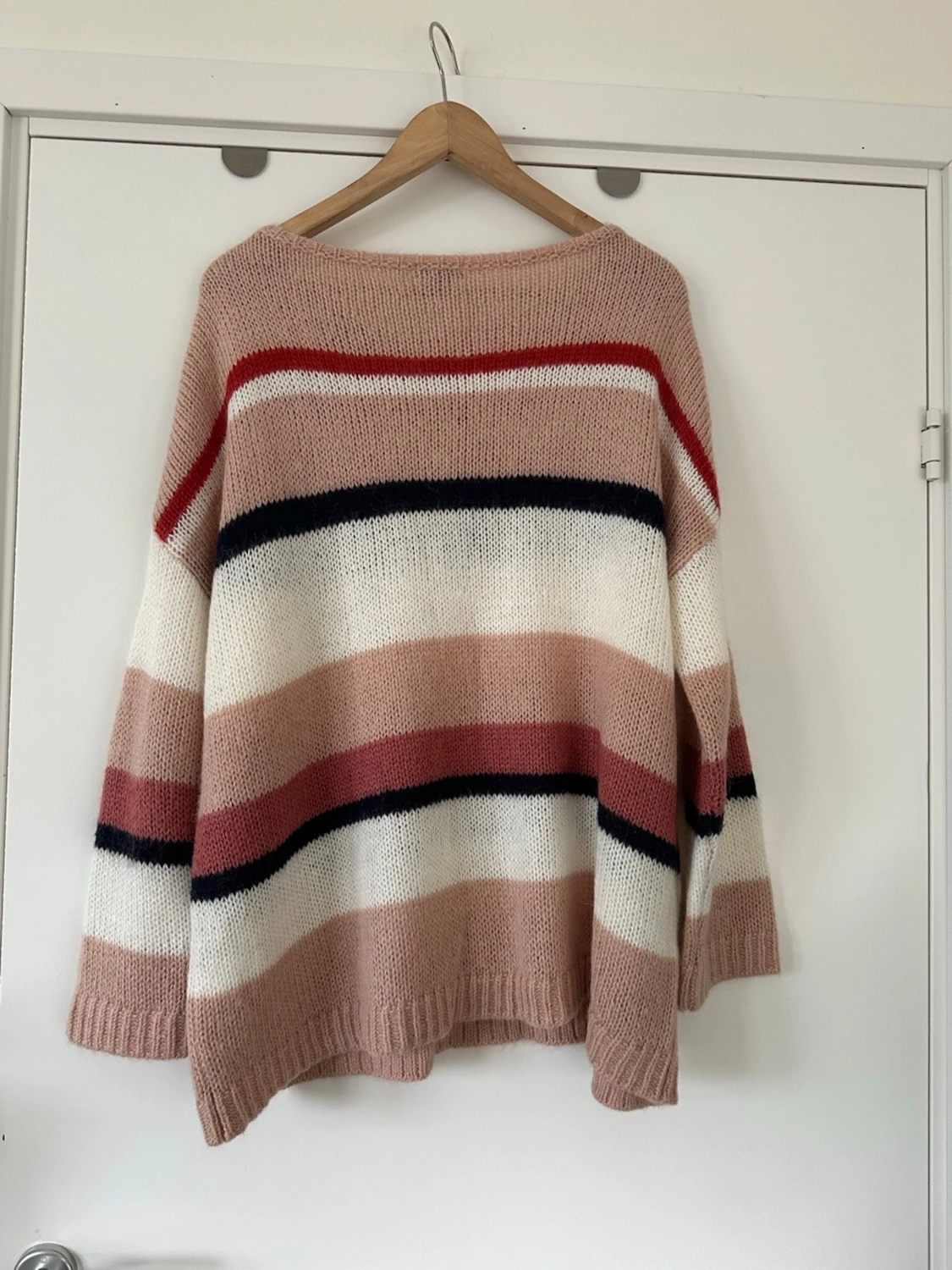 Lindex - stickad rosa vit tröja - storlek M - 5