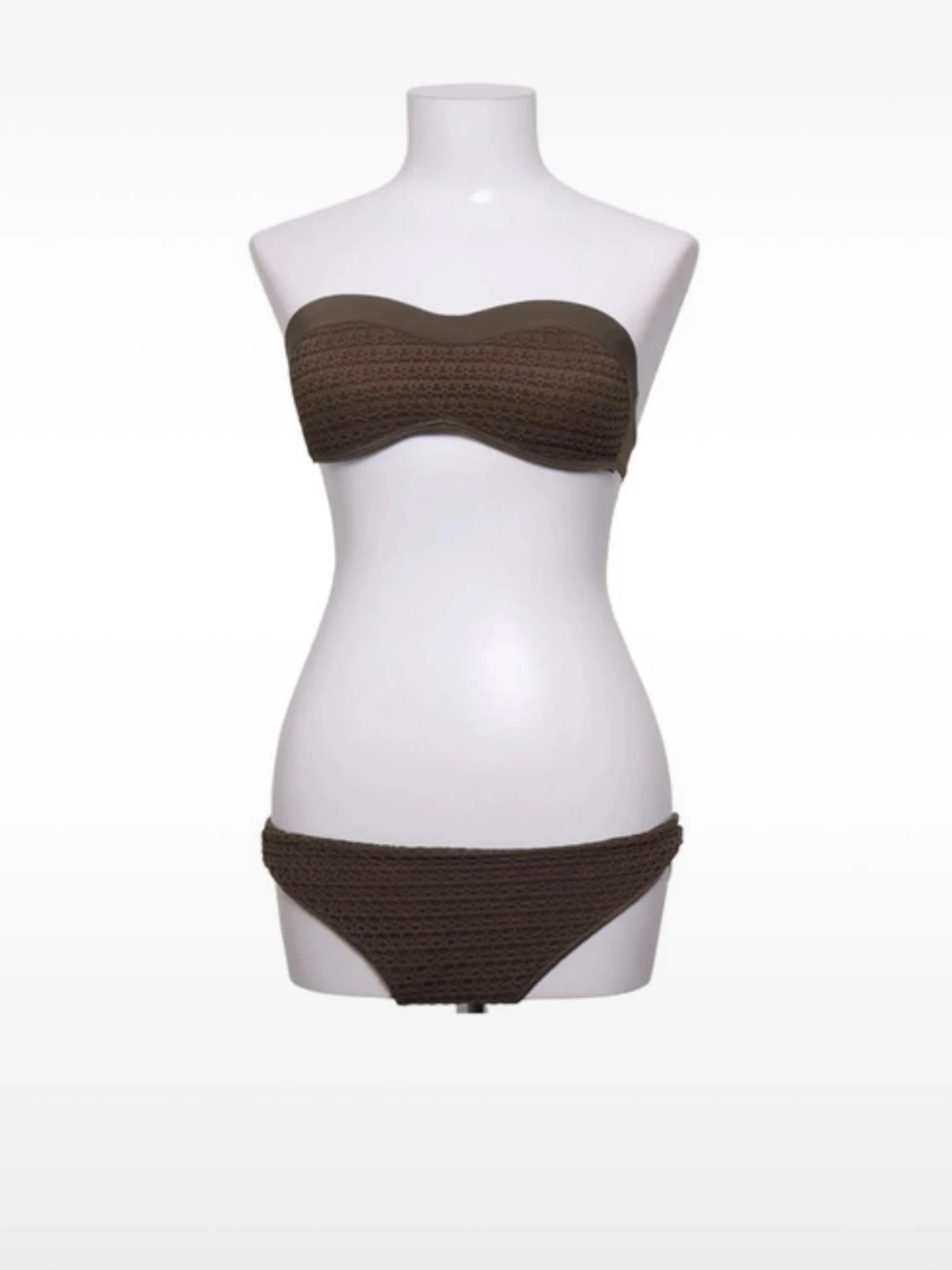 Brun bandeau bikini med struktur
