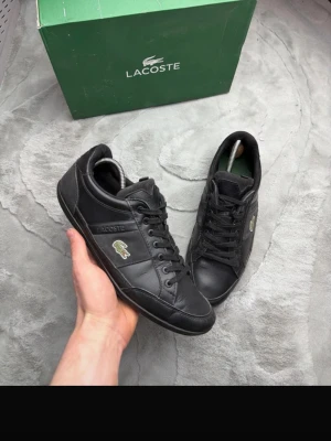 Svarta Lacoste sneakers i läder - Stilrena svarta sneakers från Lacoste i läder med klassisk krokodillogo på sidan. Nypris: 2500kr mitt pris 1000kr