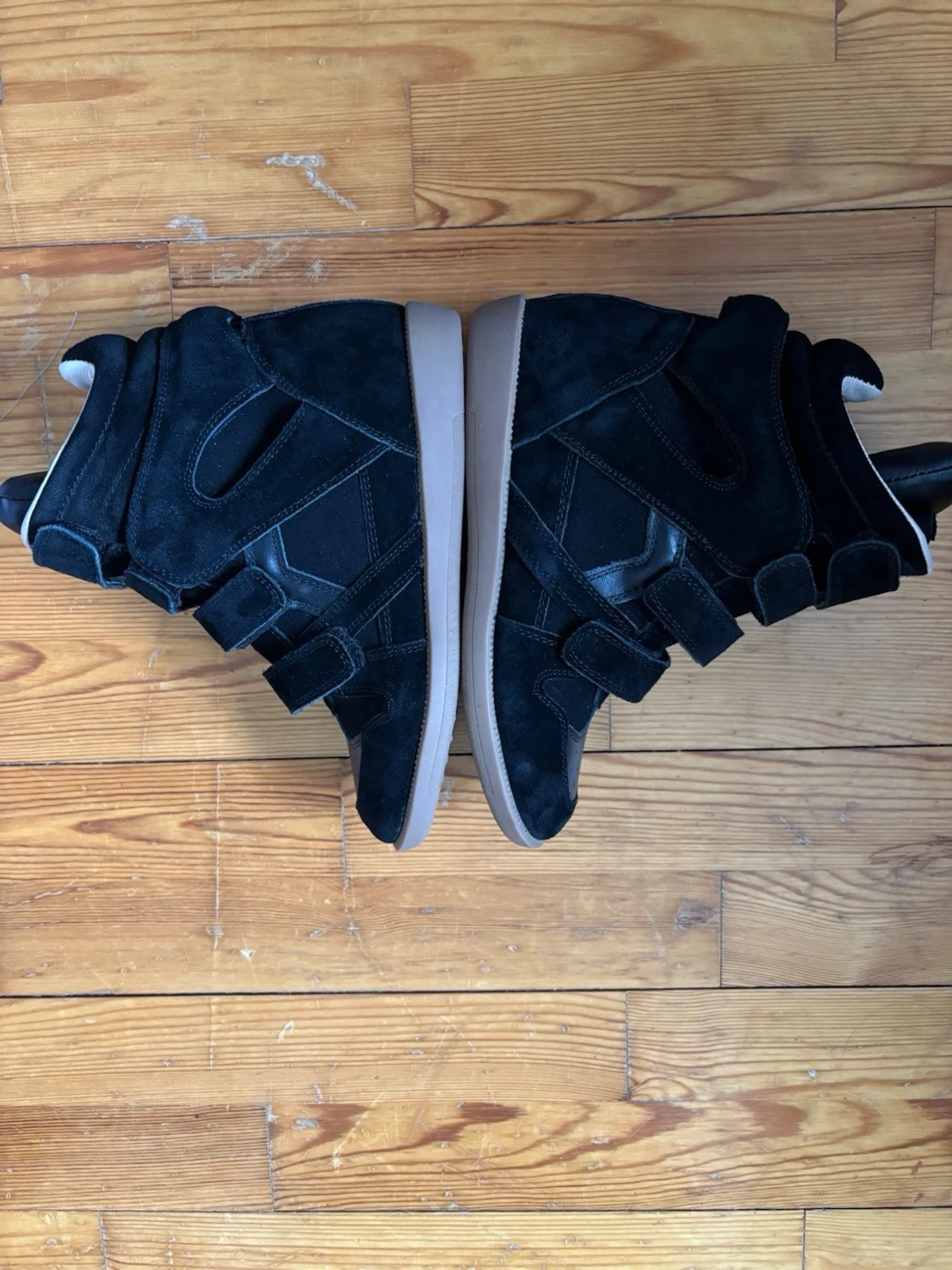Svarta sneakers med kardborre och kilklack - 1