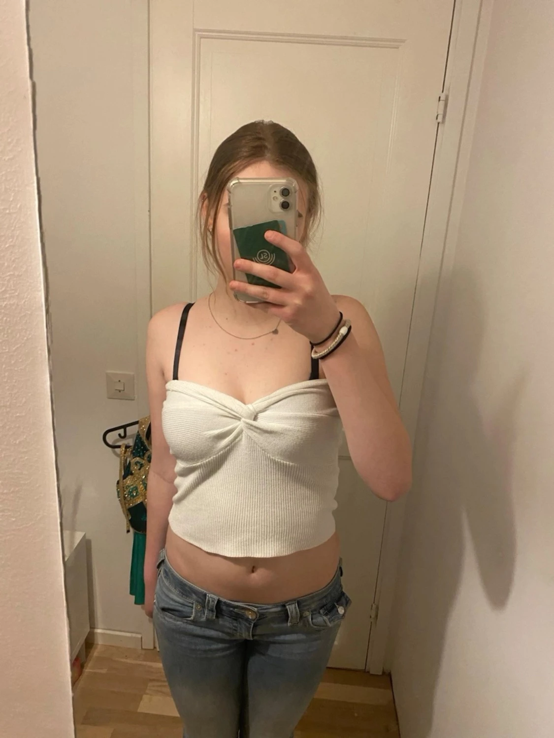 Vit ribbad tube top