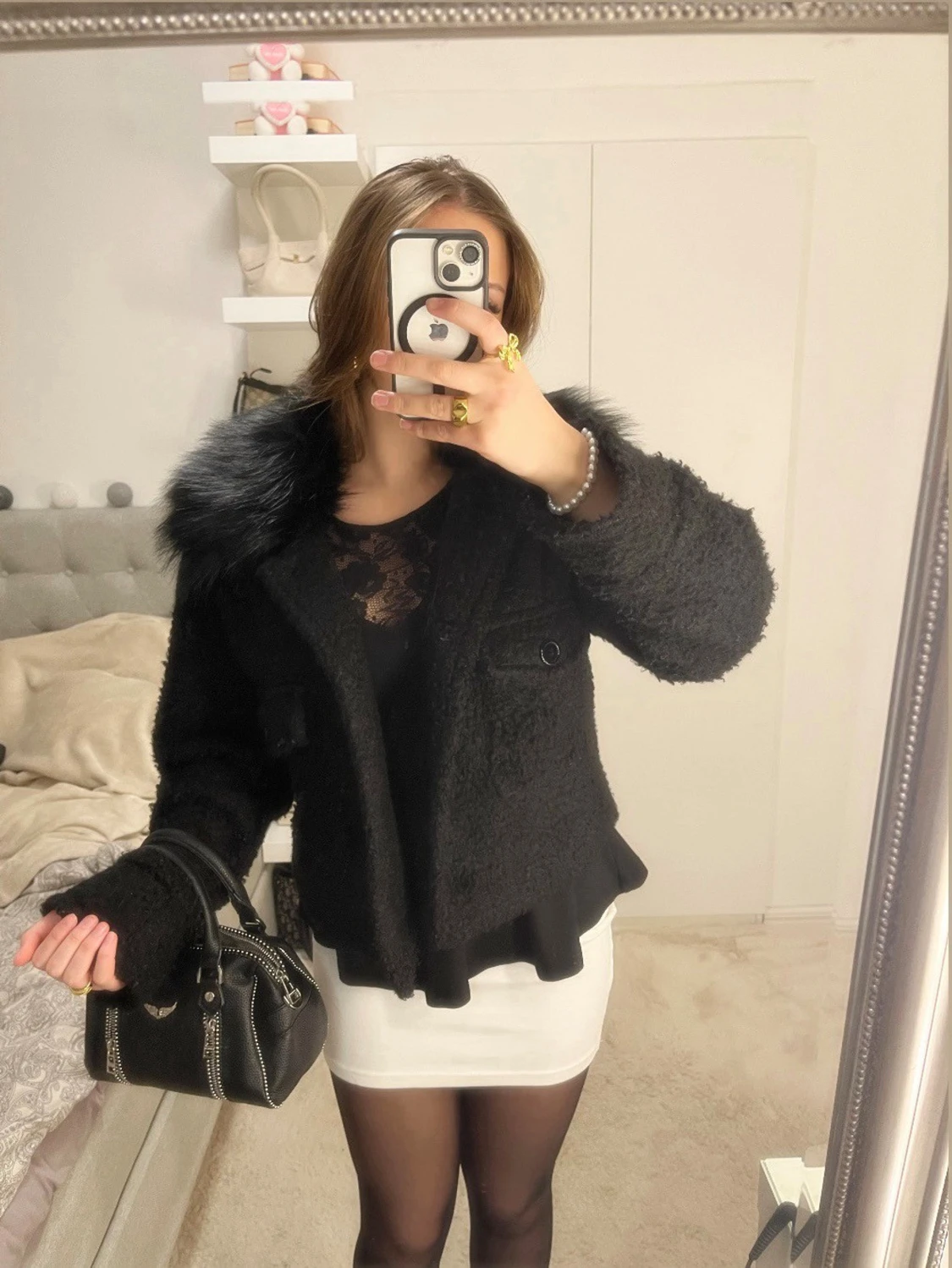 Meotine liknande kappa med pälskrage  - 1