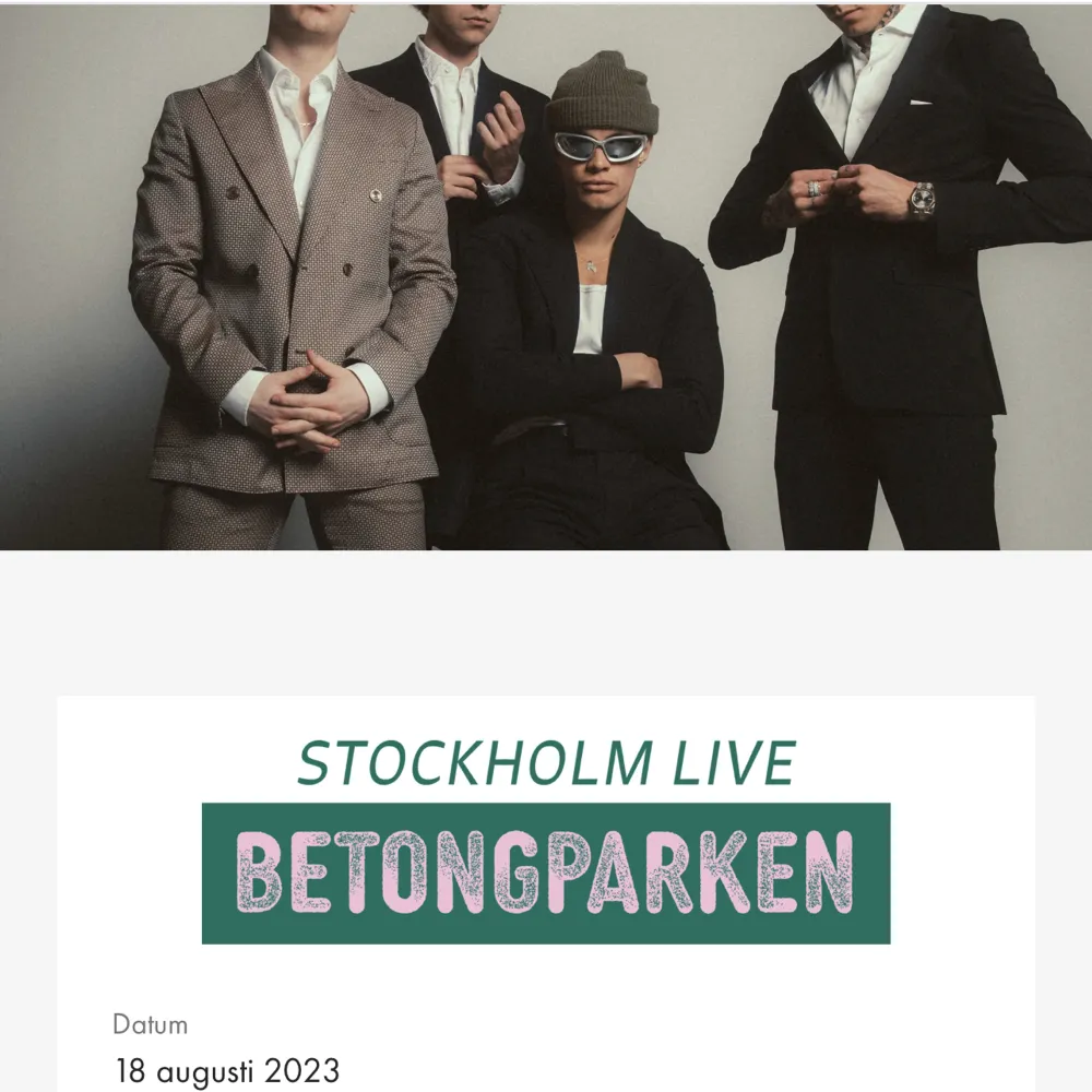 Jag säljer två stycken vanliga ståplatsbiljetter till Hov1s spelning i betongparken den 18 augusti! Säljer för 700kr per biljett eller högre bud om fler är intresserade☺️❤️. Övrigt.