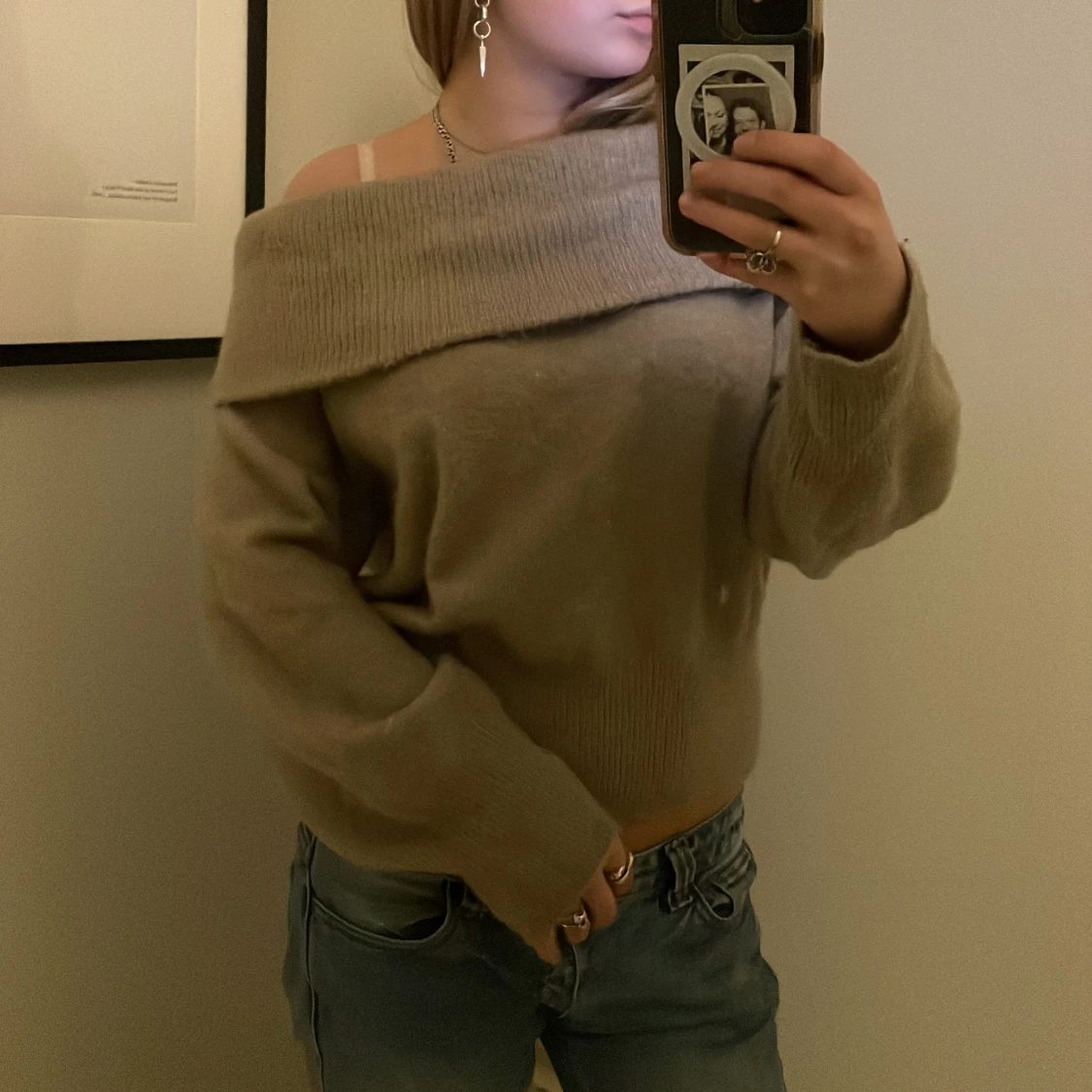 Offshoulder stickad tröja - 91
