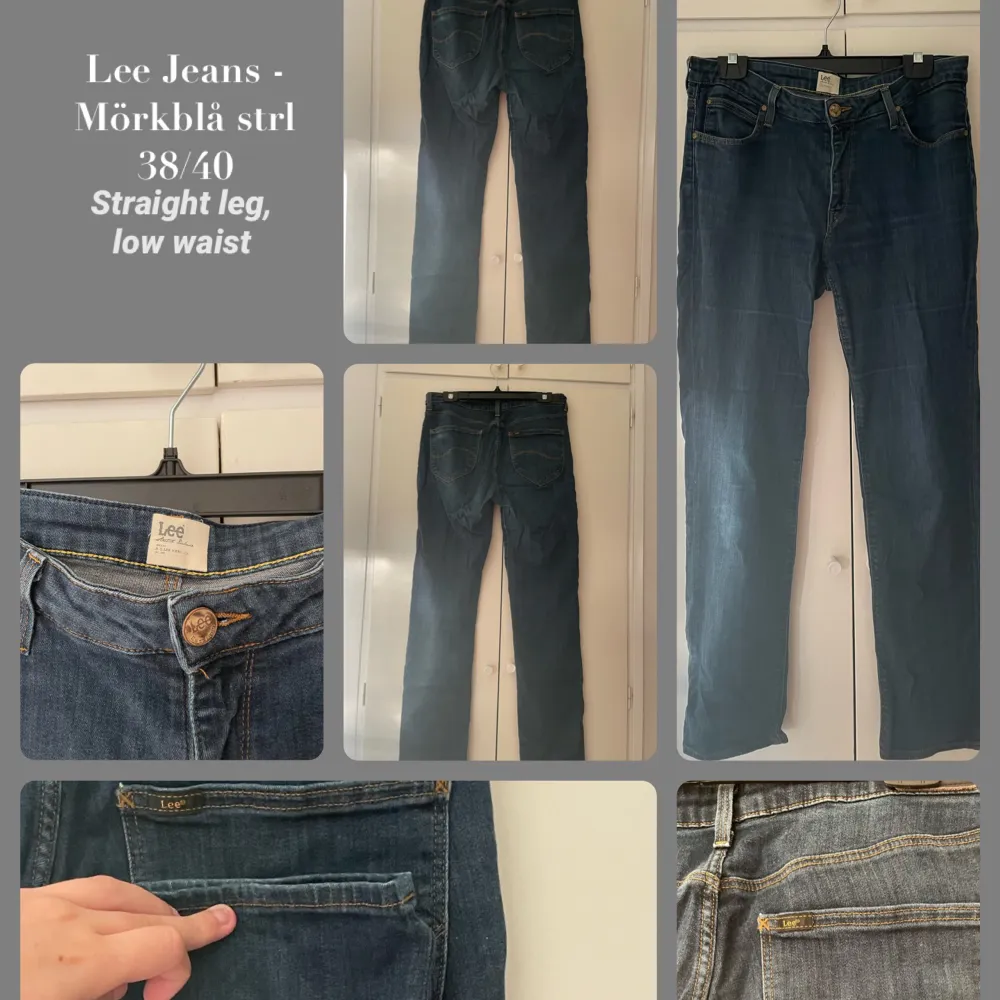 Mörkblå Jeans från Lee! Knappt använda och sitter som en smäck! Säljer dom då jag rensar kläder.💗. Jeans & Byxor.