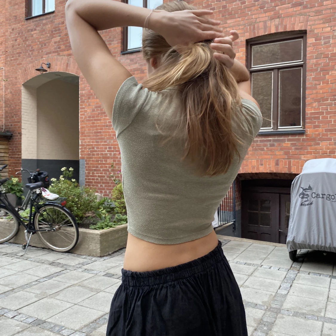 Ljusgrön croppad t-shirt  - 91