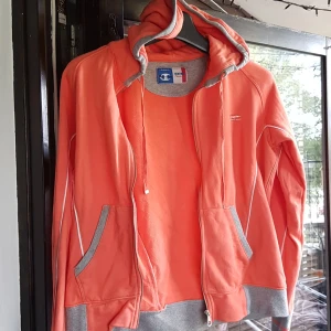 Luvtröja - Märke champion .Storlek L.Den är i bra skick.Färger är orange grå och vit