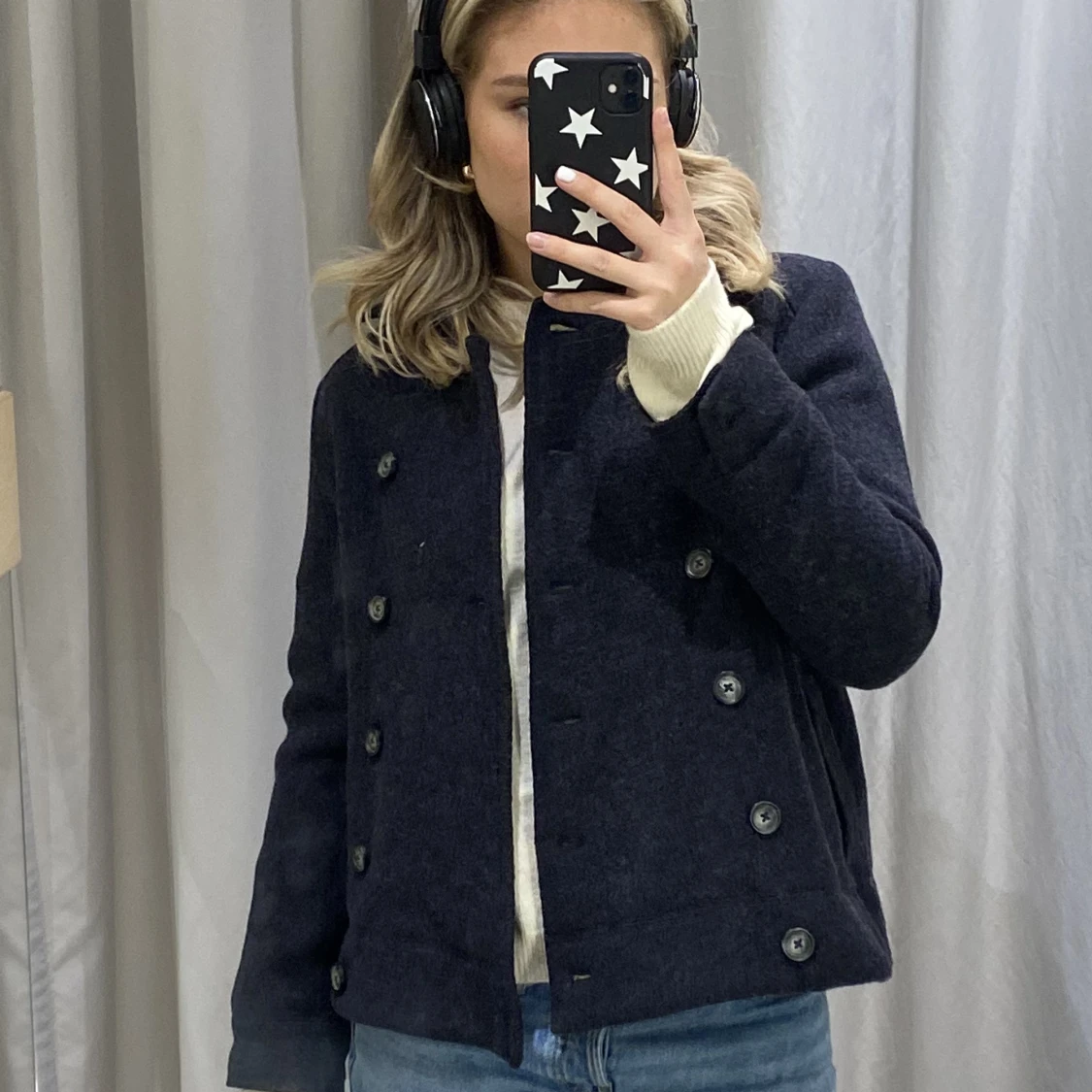 Marinblå/grå kappa - 90