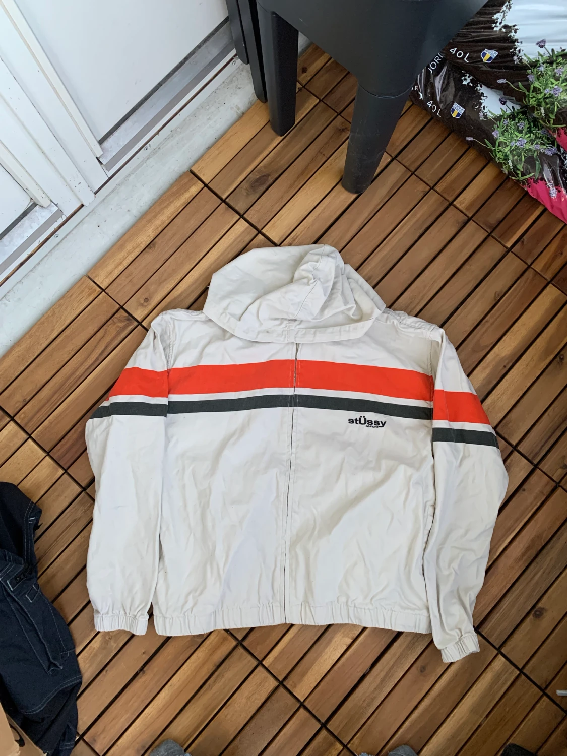 stussy beige zip vintage