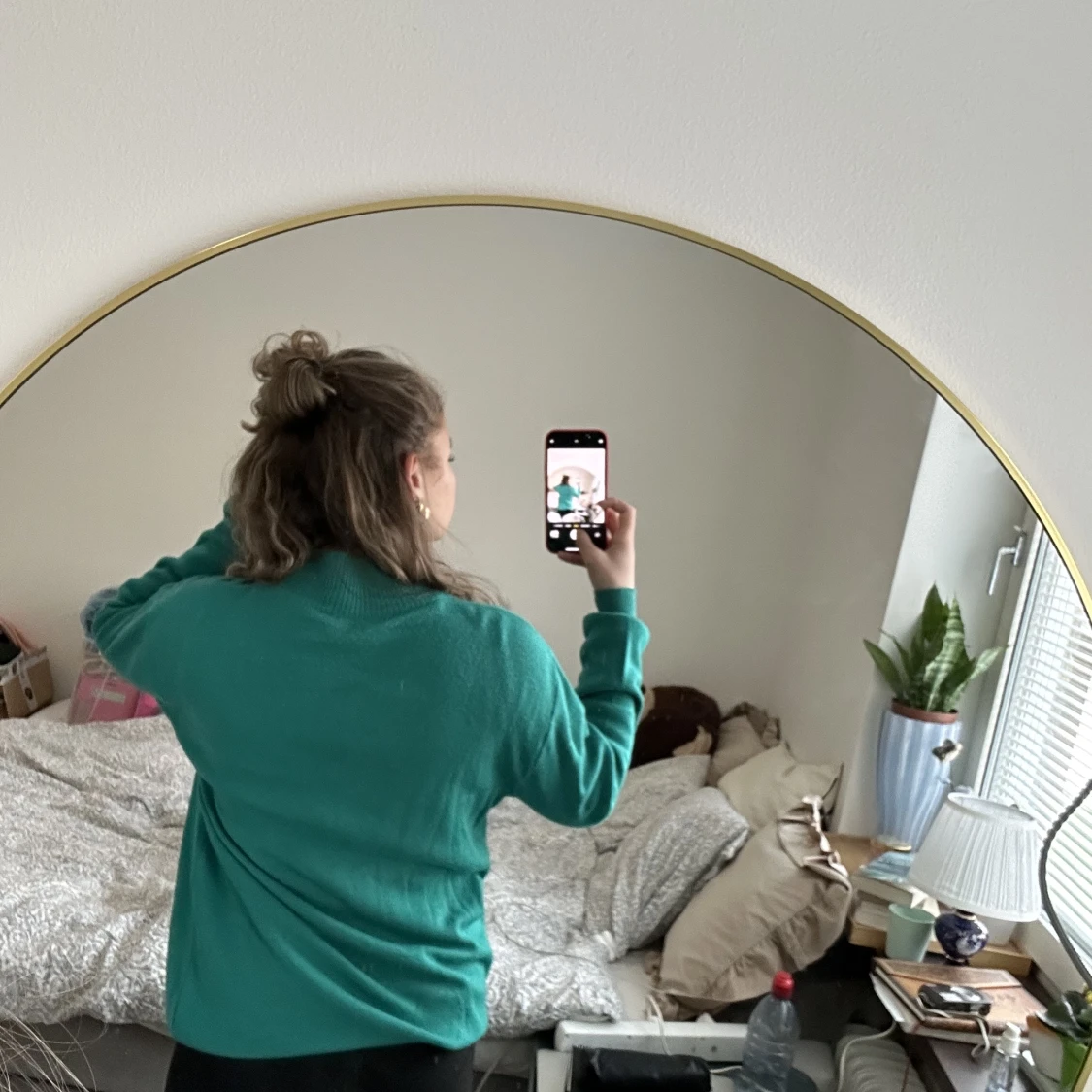 Grön stickad polotröja - 90