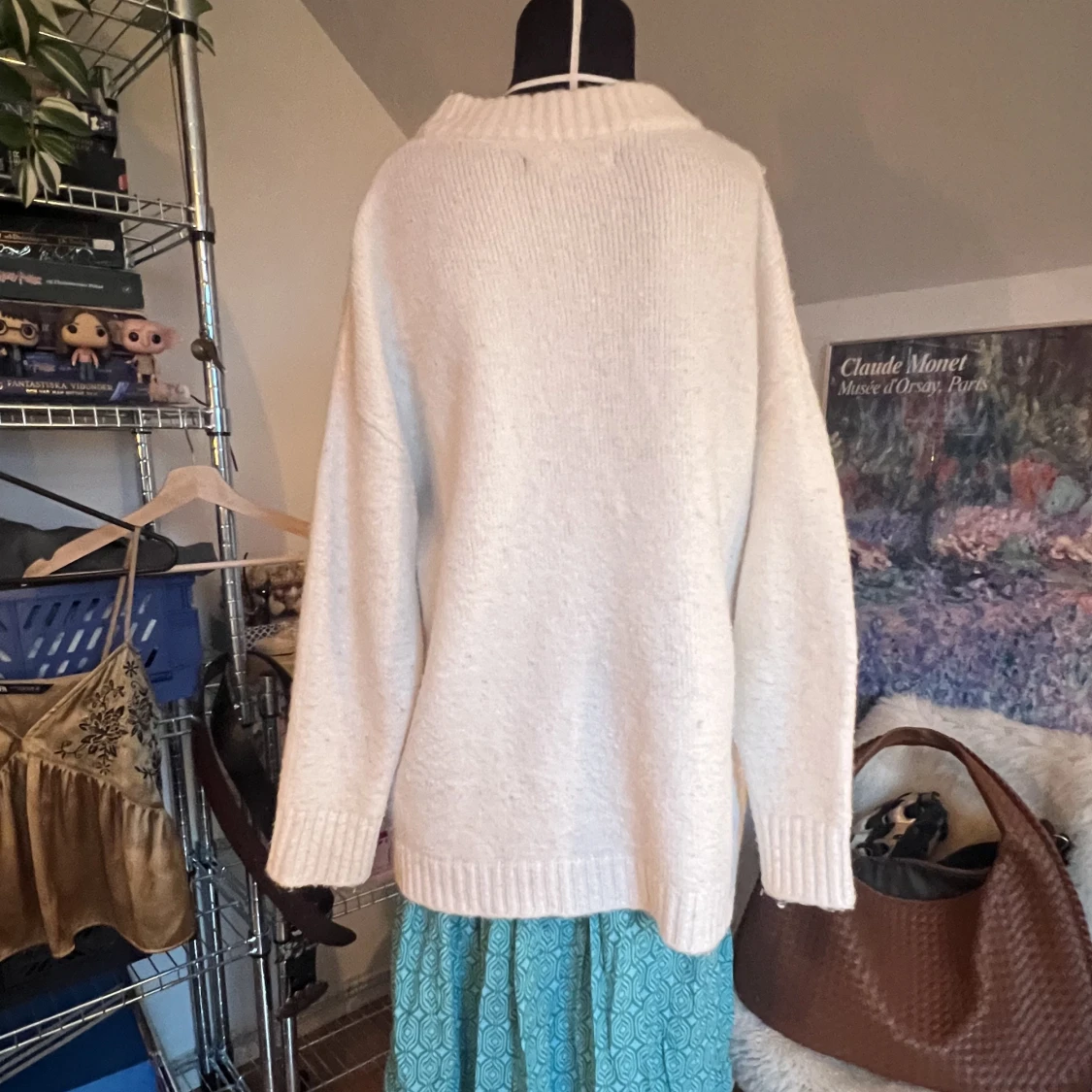 Lång vit tjocktröja - 90