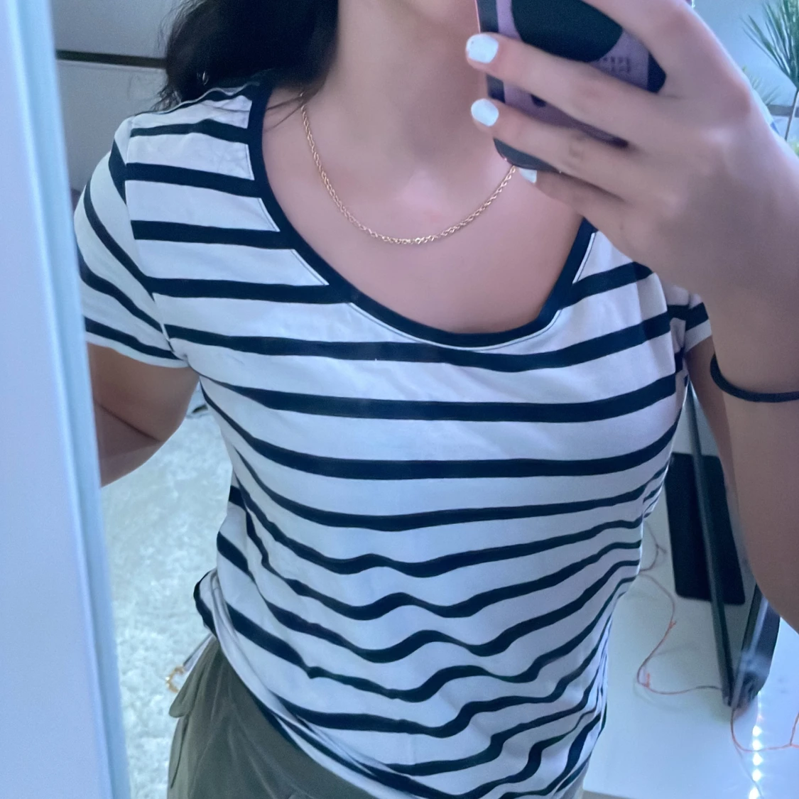 Randig Svart Vit T-shirt  - 90