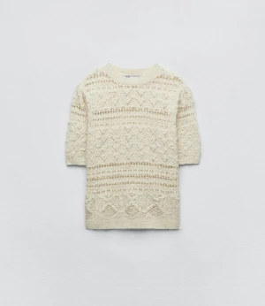 Stickad zaratopp! - Säljer min oanvända stickade T-shirt från Zara! Storlek M men sitter som en S