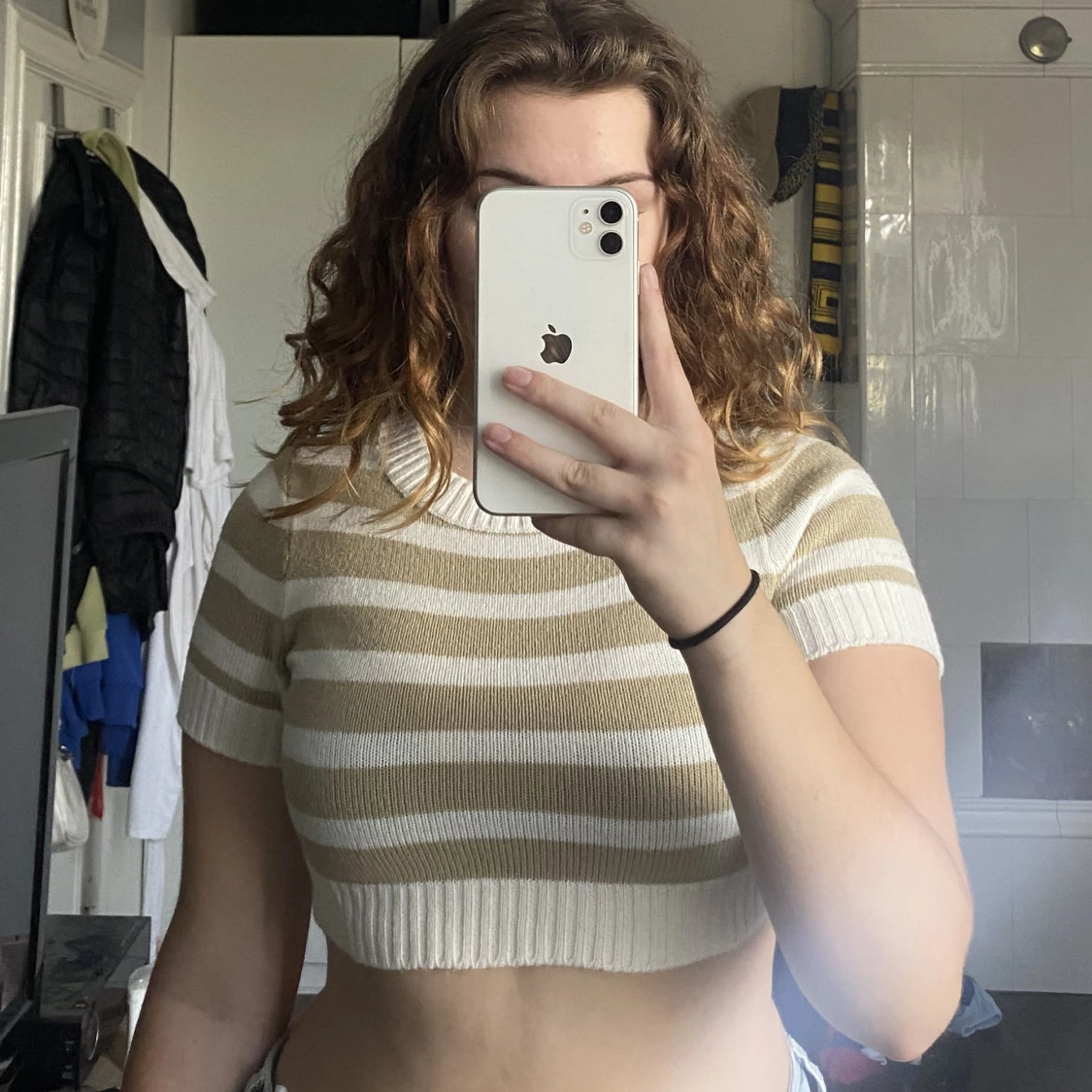 Croped stickad topp - 90