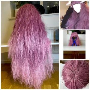 Fluffig peruk - Stor, lång, fluffig och vågig peruk som har en gradient från mörk-rosa/mörk-lila/ljusbrun till ljusrosa. Lite slitet men verkligen så fin!