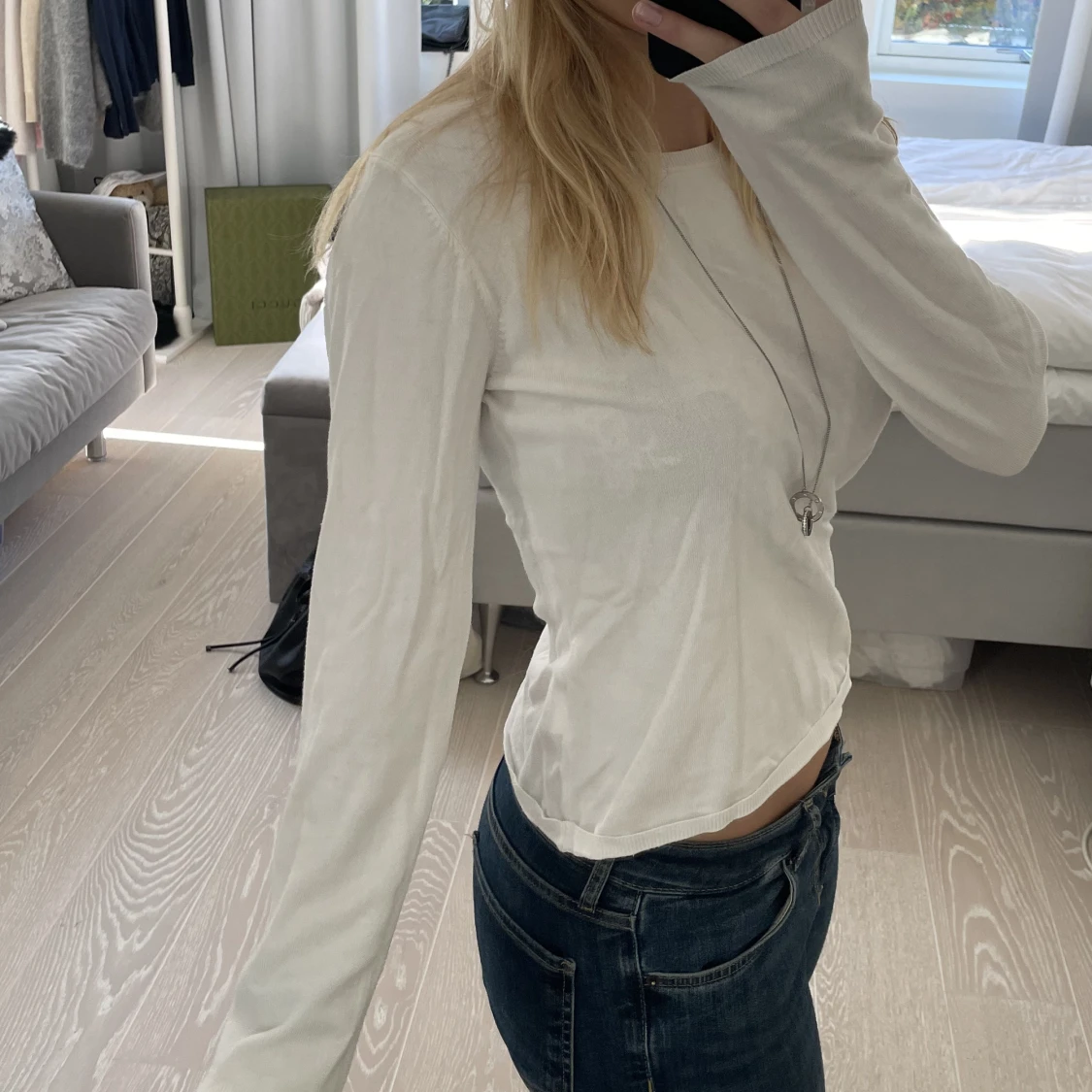 Vit stickad tröja i storlek S - 90