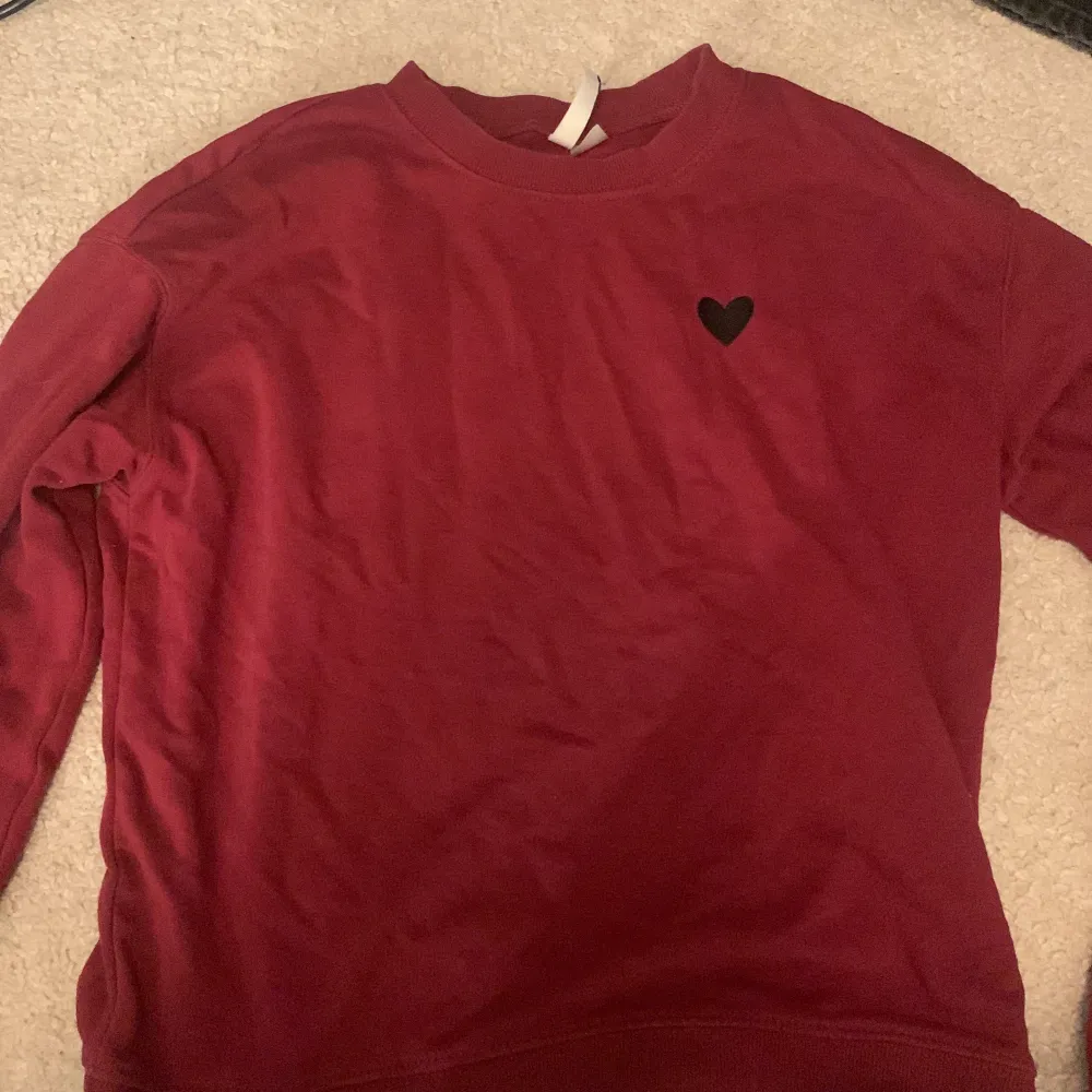 Sweatshirt från h&m, den är vinröd och mörkare i verkligheten än vad den är på bilden. Använd men ser relativt ny ut.. Hoodies.