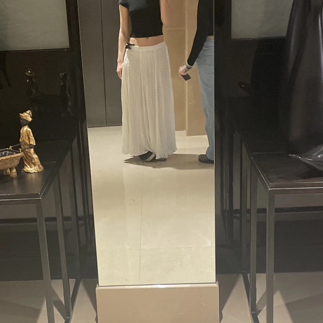 Vit maxikjol, indiska strl M low waist