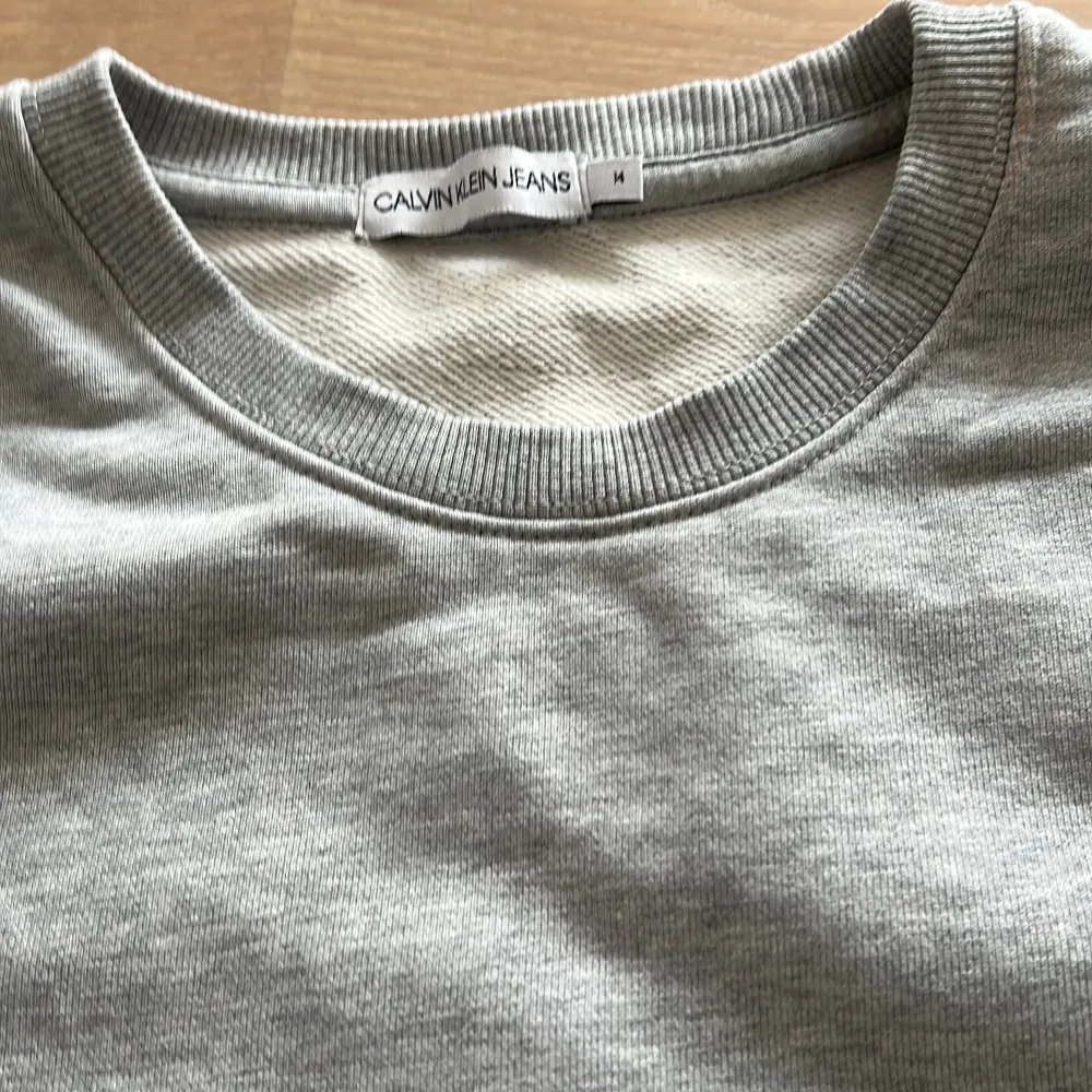 En grå sweatshirt från Calvin Klein med guldiga detaljer. Är i väldigt bra skick och har bara används nån enstaka gång. Är köpt på Calvin Klein barnavdelningen för 14år och motsvarar storlek xs/xxs. Hoodies.