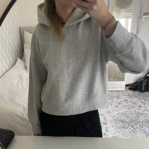 Grå hoodie från Zara som är något kortare i modellen. Använd ett fåtal gånger så är i mycket bra skick. 
