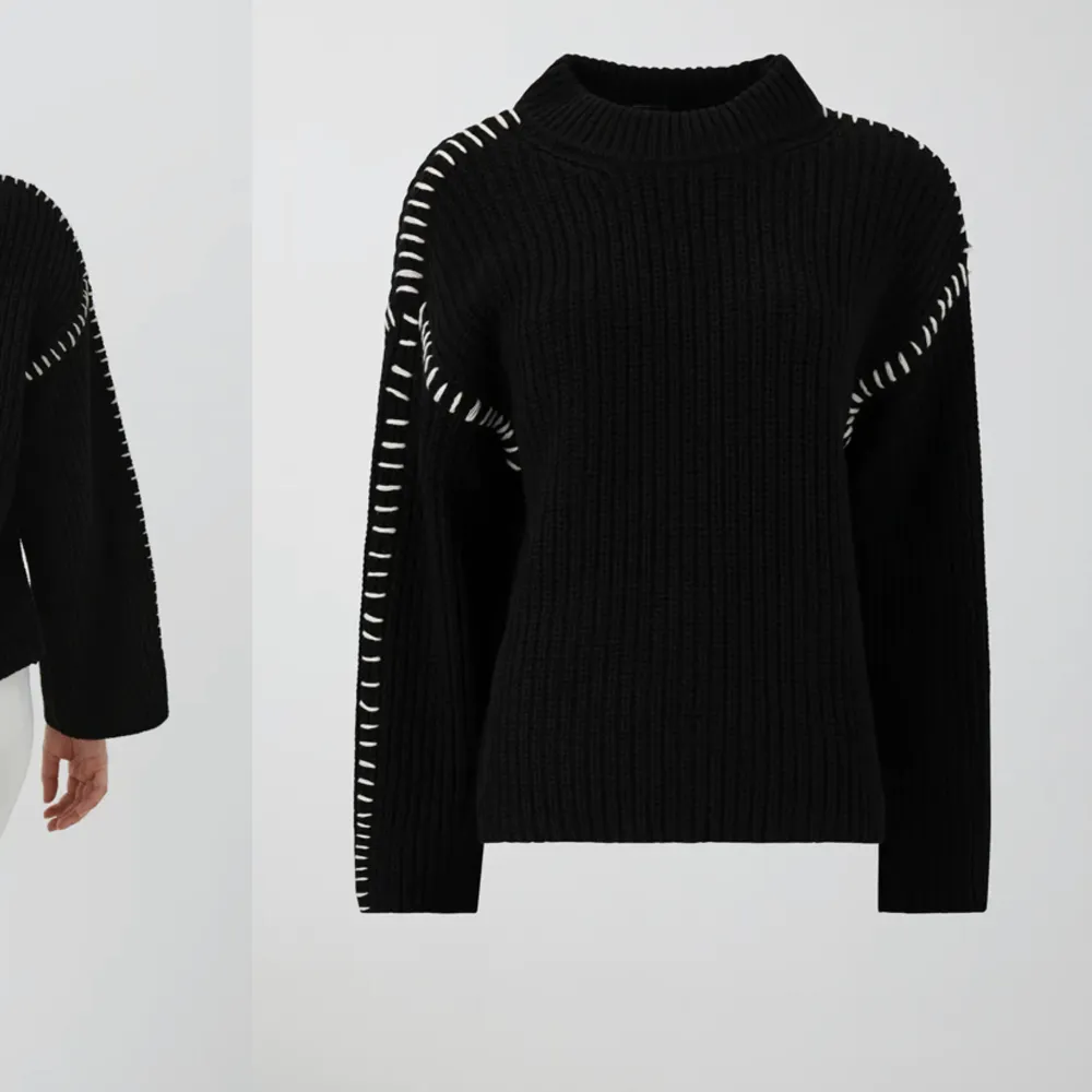 Säljer denna Stickad tröja från Gina Tricot! Slutsåld, aldrig använd och lappen sitter kvar! Storlek S ” Stitch knitted sweater”😍😍. Stickat.