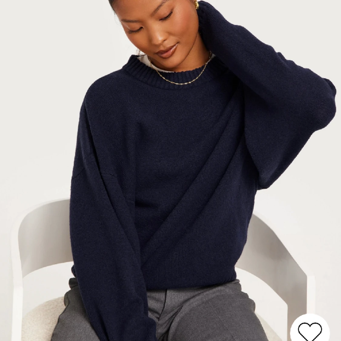 Marinblå stickad tröja - 90