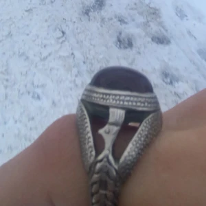 Agat silver ring - Antik 50+år Storlek 20