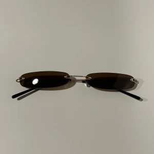 Solglasögon - brun med guldbågar  - Oanvända solglasögon. Brunt glas med guldbågar.   Solglasögonfodral (svart) medföljer utan extra kostnad. 