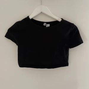 Svart t-shirt  - Jättefin croppad svart t-shirt från H&M, använd fåtal gånger men så gott som ny 