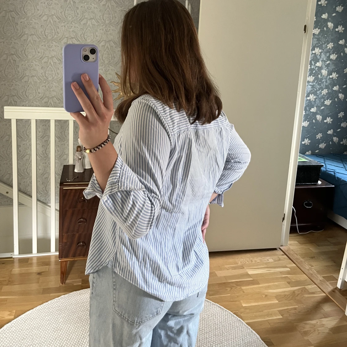 Ljusblå randig skjorta  - 90