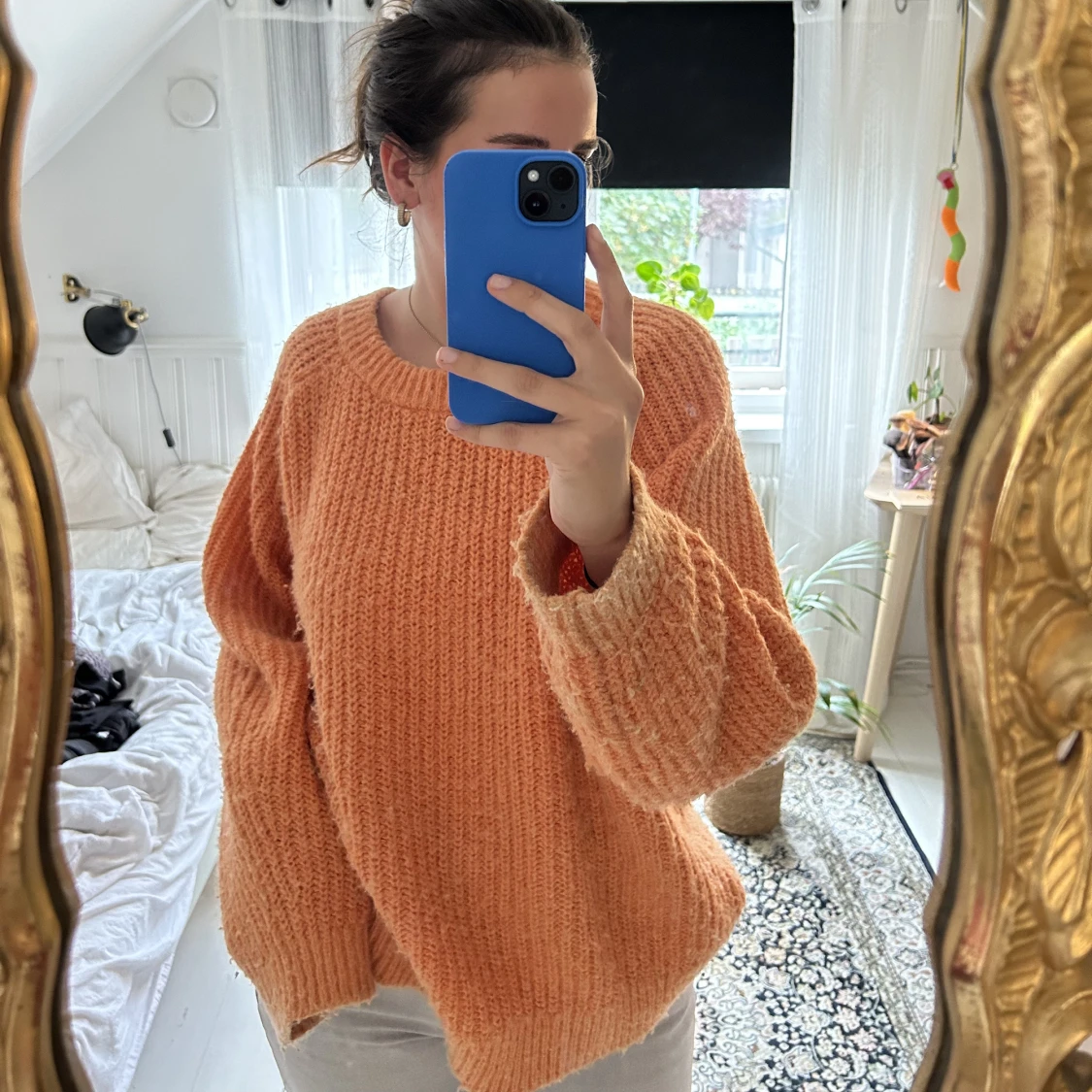 Orange stickad tröja!! - 90