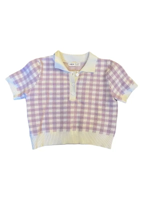 Lila och vit rutig t-shirt - En jättegullig rutig T-shirt från Shein 