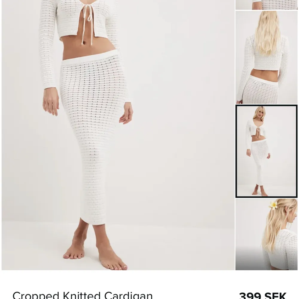 en vit trendig stickad kofta från NAKD som används 1 gång, superfin o perfekt till sommaren 💕. Neuletakit & Villapaidat.