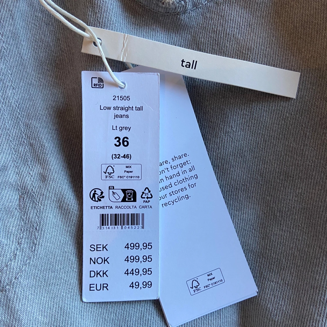 Ljusgrå low straight tall jeans - 2
