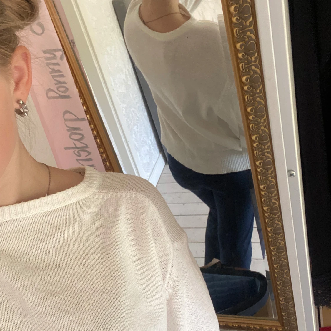 Vit stickad tröja💓 - 1