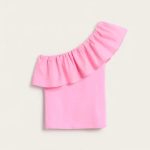 Rosa oneshoulder topp med volang - Superfin rosa topp från Kappahl🤗 storlek 170 och aldrig använd 🥰