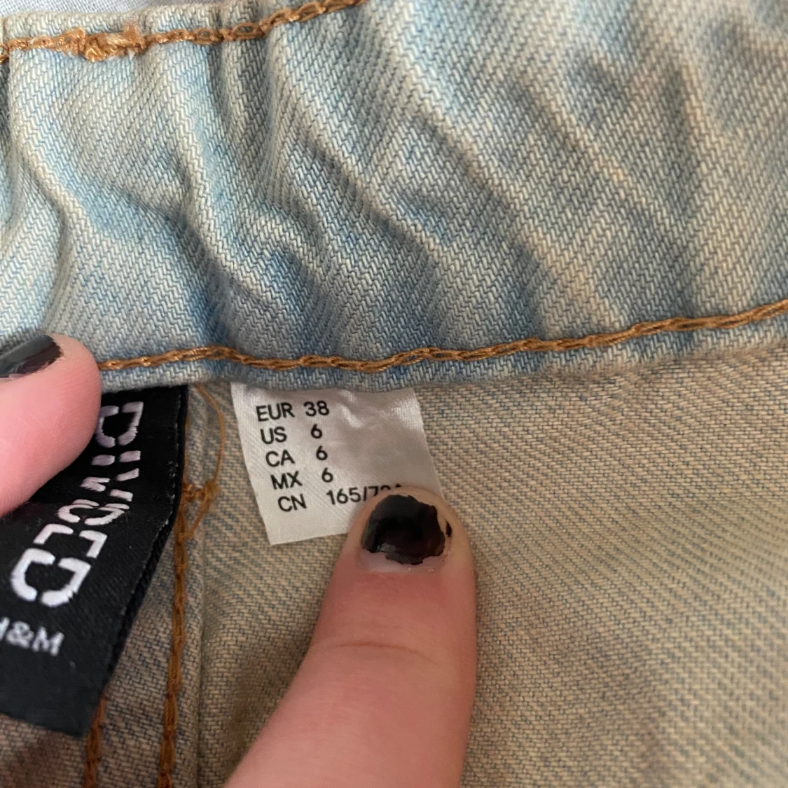 blå/beige wide jeans från hm - 3