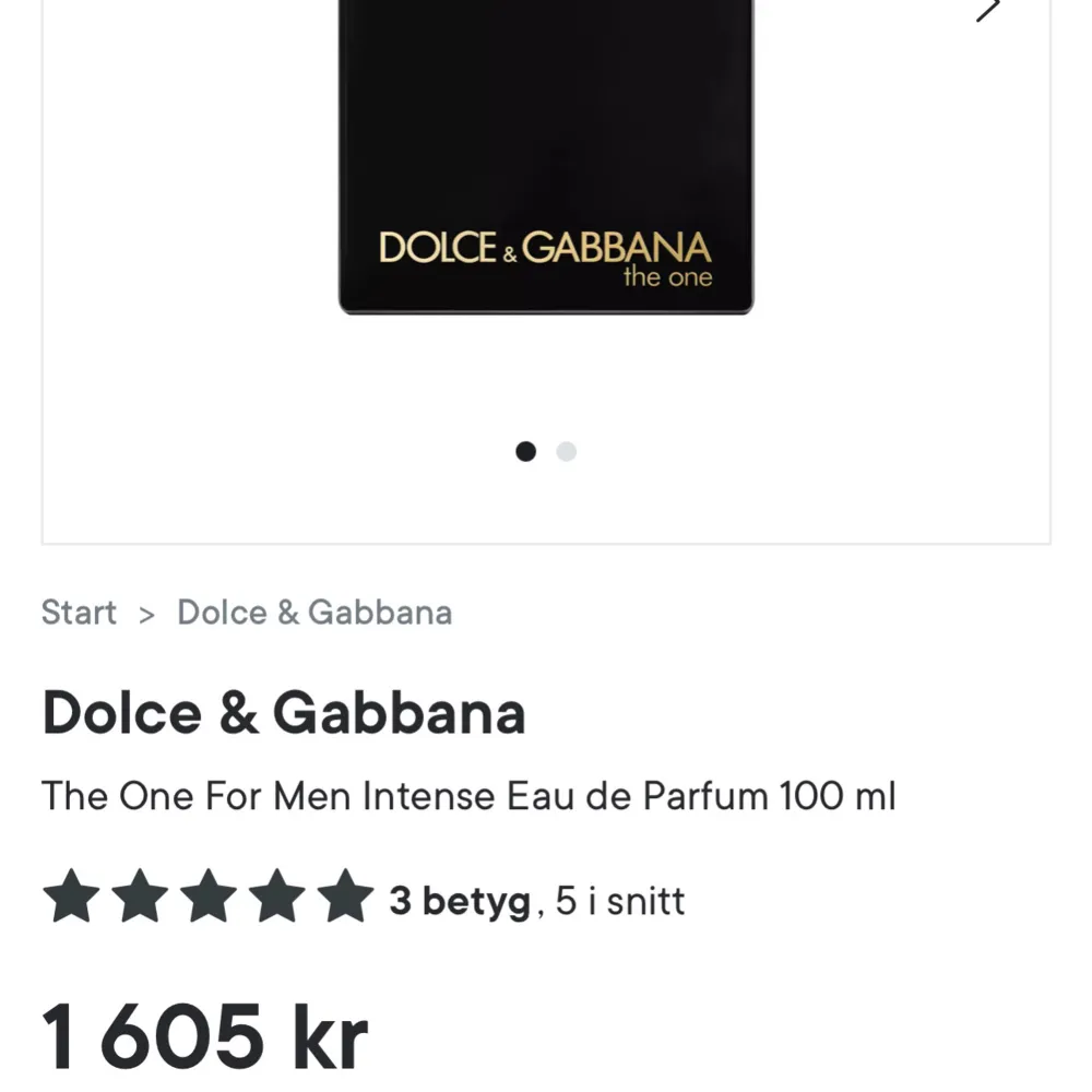 En lyxig herrparfym från Dolce & Gabbana, The One For Men Intense, 100 ml Eau de Parfum. Flaskan är fylld till 90%. Perfekt för dig som gillar eleganta och maskulina dofter.. Perfume.