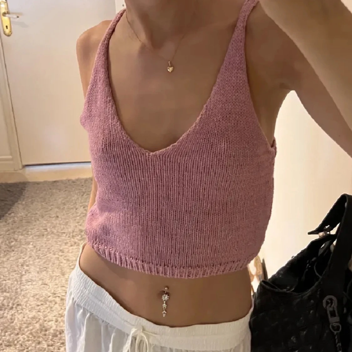 rosa stickat linne från pull&bear