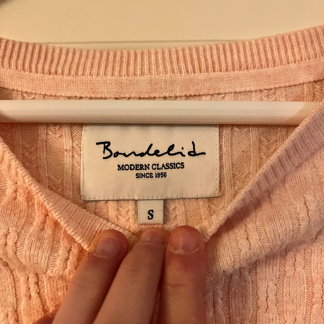 Ljusrosa stickad tröja Bondelid S - 1