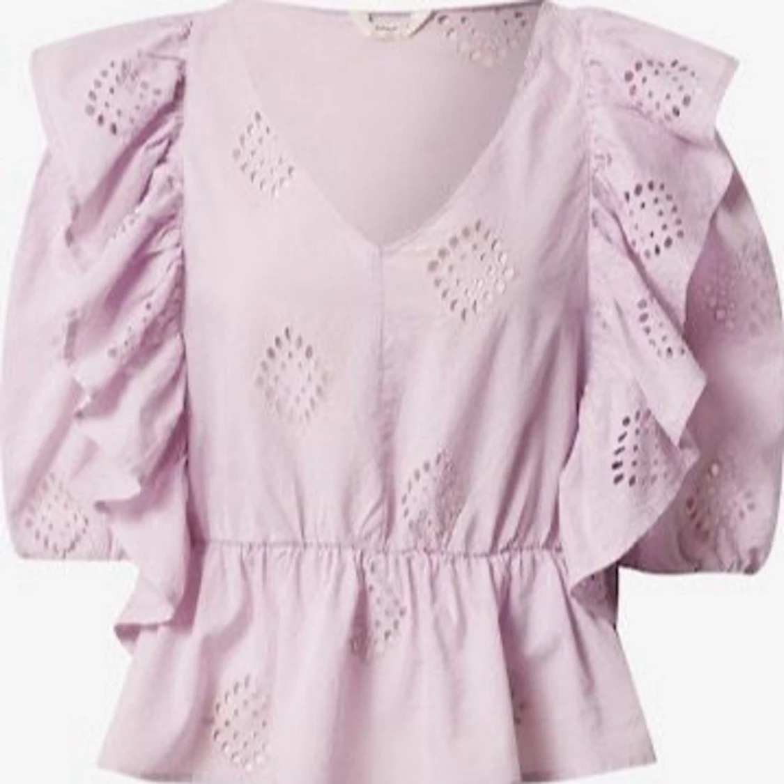 Ljuslila blus med volanger och broderi - 2