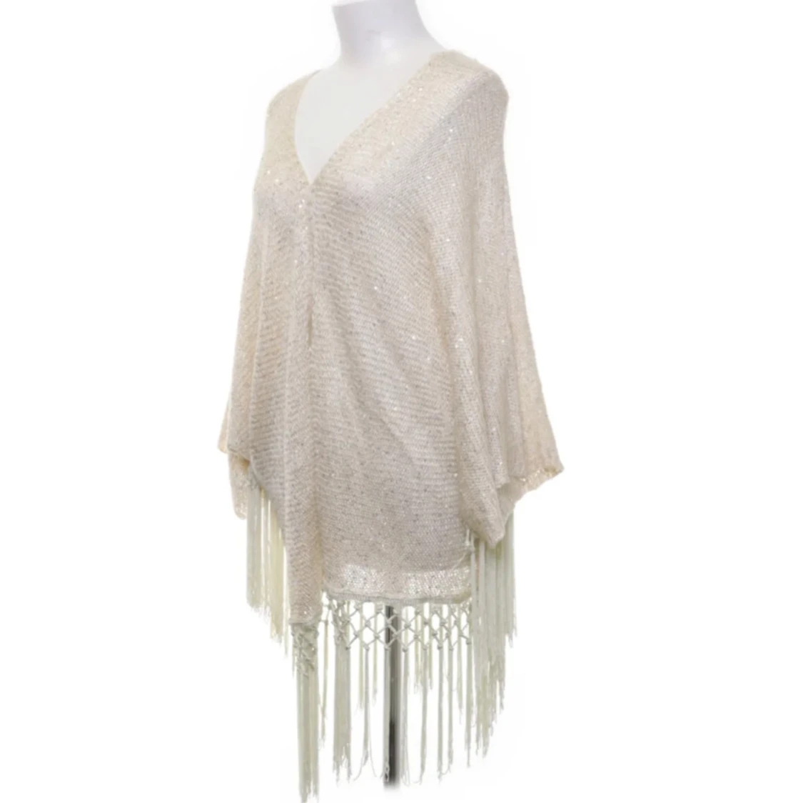 Beige glittrig kofta med fransar från Angela - 1