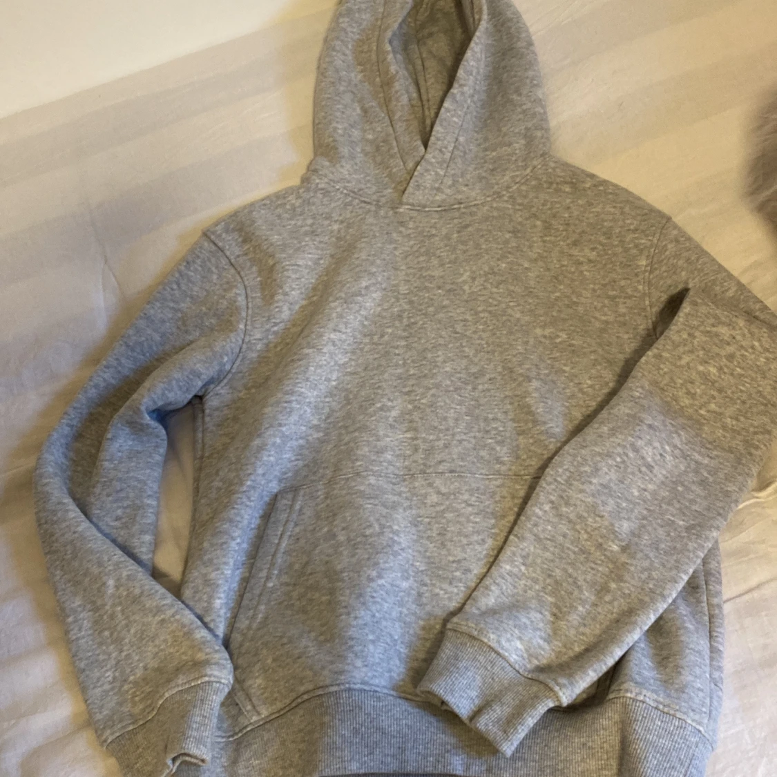 Grå hoodie från H&M med huva